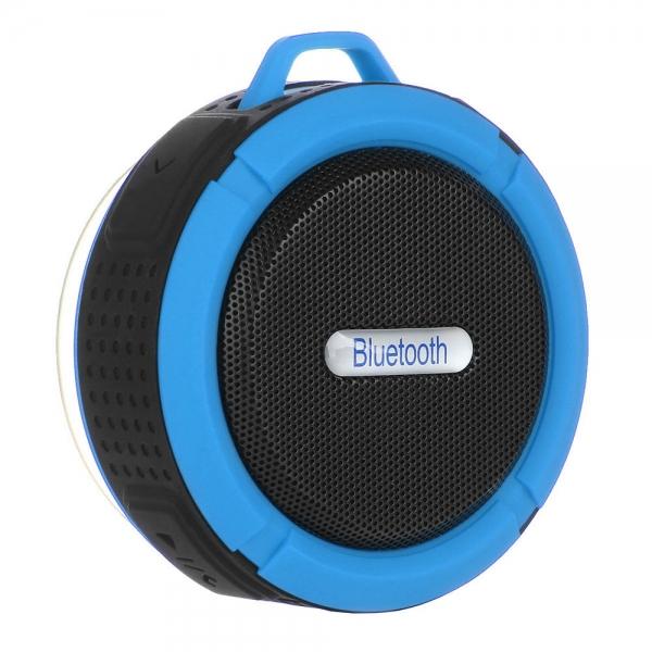 Outdoor Wireless Bluetooth Stereo Speaker w/ Mic/Sucker/Snap Hook Blue & Black