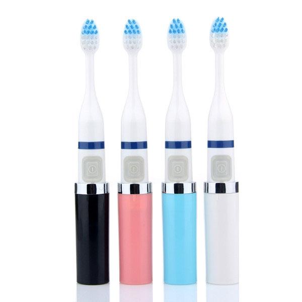 Portable Waterproof Ultrasonic Electric Toothbrush with 3 Brush Heads White