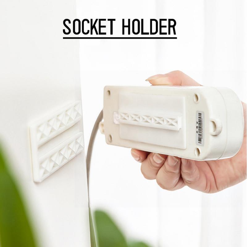 Powerful Non-mark Wall Sticker Creative Insert Row Holder Power Strip Bracket Automatic Paste Plug Fixing Cable Organizer Cable