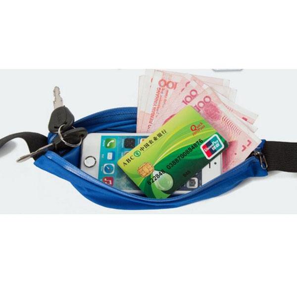 Practical Life Water resistant Zippers Waist-bag Stretch Pockets Outdoor Purses with Adjustable Strap Blue
