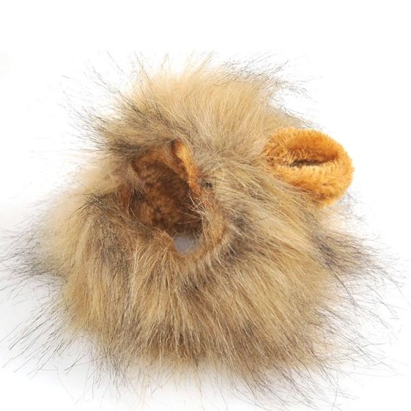 Artificial Lion Mane Wig for Pet Dog Cat Light Brown