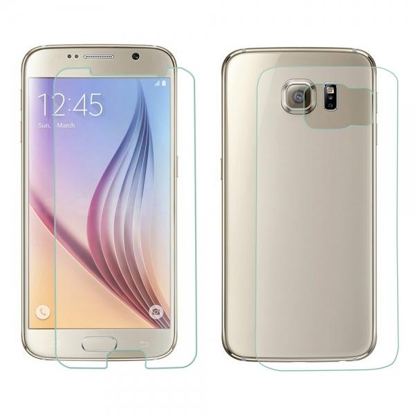 Protective Tempered Glass Screen + Back Protector Set for Samsung Galaxy S6 Transparent