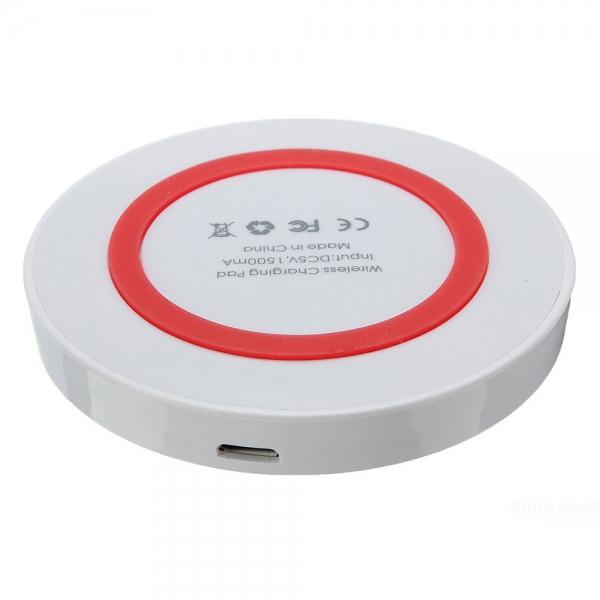 Q5 Mini Qi Wireless Charger Pad Transmitter for Android iOS White & Red