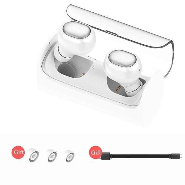 QCY Q29 Wireless Bluetooth Headset Double Dual Headphone w/ Charging Box White