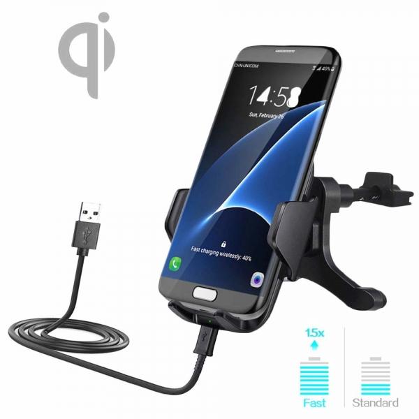 Qi Wireless 360 Rotation Angle Adjustable Car Charger Holder Mount for Samsung S8 Nexus7