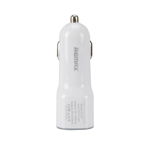 REMAX 5V 2.1A Dual USB Car Charger for Note4 S5 iPhone 5 5S 5C 6 Plus HTC White