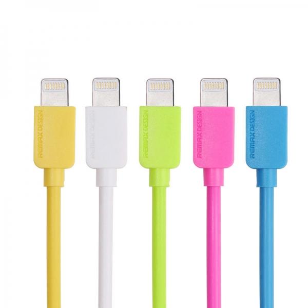 REMAX Fashionable Bright Color 8-Pin Charging Data Sync Cable for Apple Devices (1M) Yellow