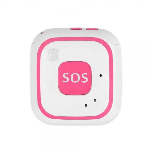 RF-V28 Built in Antenna Kids Child WiFi GPS LBS AGPS Tracker SOS Alarm Mini Locator Tracking Pendant - Pink+White