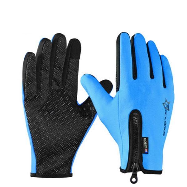 ROCKBROS Winter Sports Gloves Fleece Thermal Warm Motorcycle Cycling Bicycle Equipment Gloves Blue M