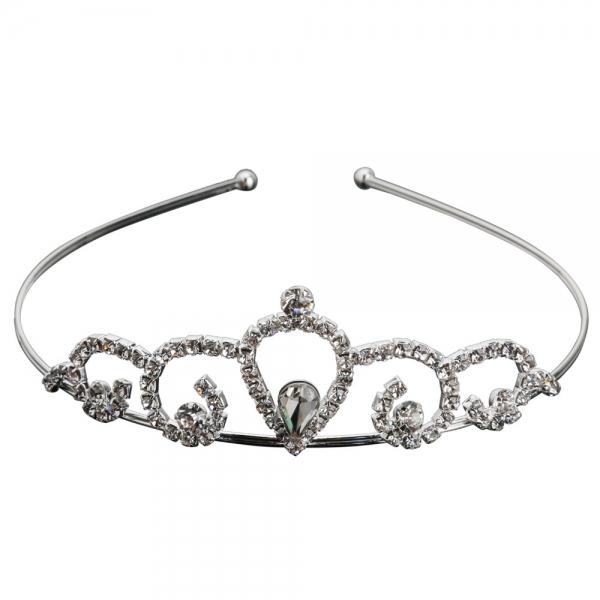 Rhinestone Crystal Tiara Crown Princess Queen Wedding Bridal Party Prom Headpiece Hair Jewelry Silver SNB-4610 - stringsmall