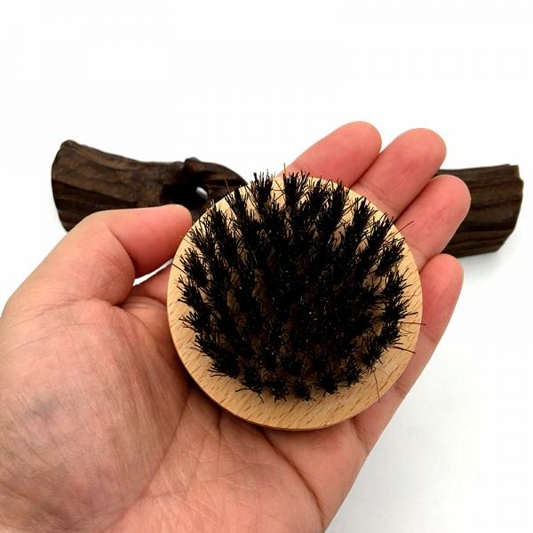 Round Wood Handle Boar Bristle Beard Taming Mustache Brush Smooth Style Hair Comb