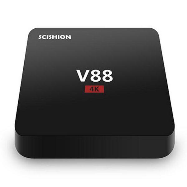 SCISHION V88 Android 7.1 4K Rockchip 3229 Quad-Core H.265 1GB DDR3 RAM 8GB eMMC ROM TV Box UK Plug Black