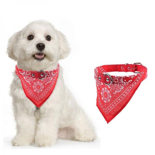 Scarf Dog Collar Lead Adjustable Dog Bandana Necklace Pet Dog Cat - M Red