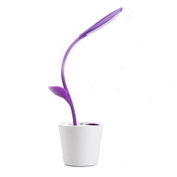 Seedling Shape Rechargeable LED Desktop Lamp Plant Atmosphere Light Purple