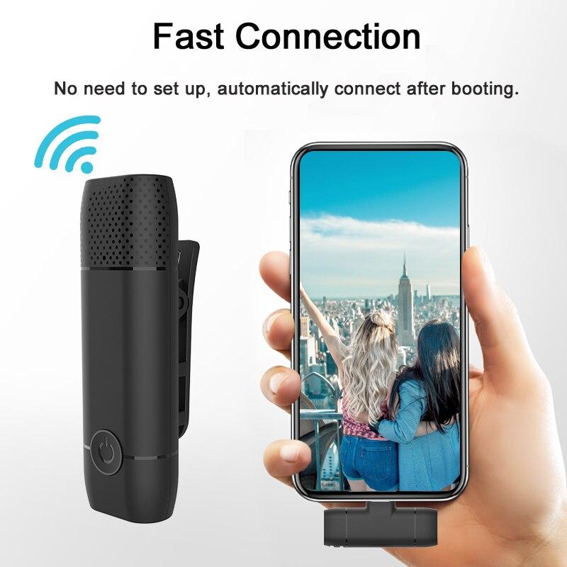 Small Wireless Lavalier Microphone Portable Mini Quick Connect for iPhone Android Moblie Phone Live Broadcast Phone Sound Record
