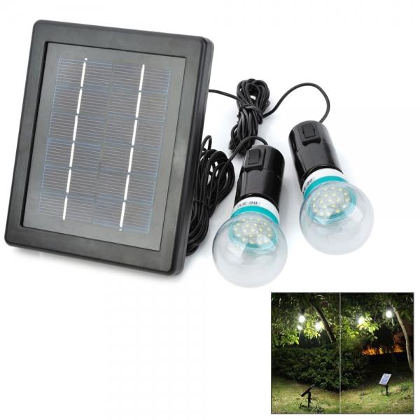 Solar Powered Rechargeable 3W 20-LED Dual E27 Bulbs Camping Light
