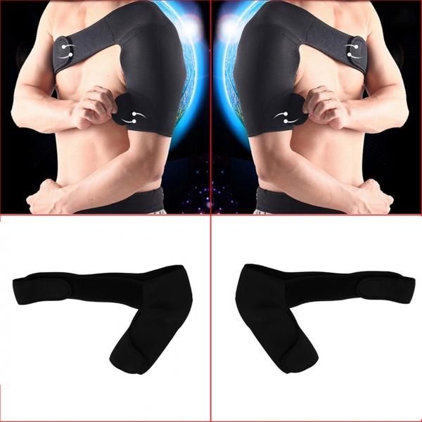 Sports Magnetic Single Shoulder Brace Support Strap Wrap Belt Band Pad Shoulder Care Bandage for Right Shoulder Black