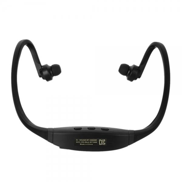 Bluetooth Stereo Headset Sports Style w/ Mic/Music Play/FM/TF Slot Black - stringsmall