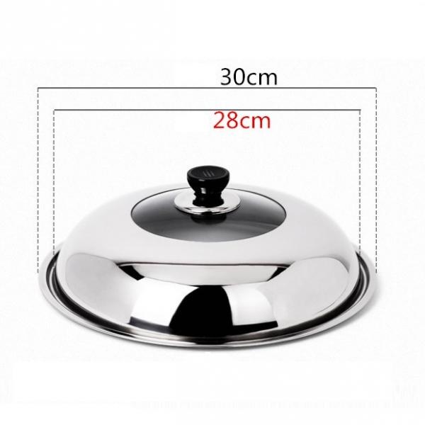 Stainless Steel Cooking Pan Cover Visible Replaced Lid for Frying Wok Pot - 30cm