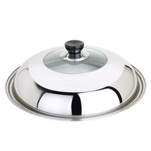 Stainless Steel Cooking Pan Cover Visible Replaced Lid for Frying Wok Pot - 32cm