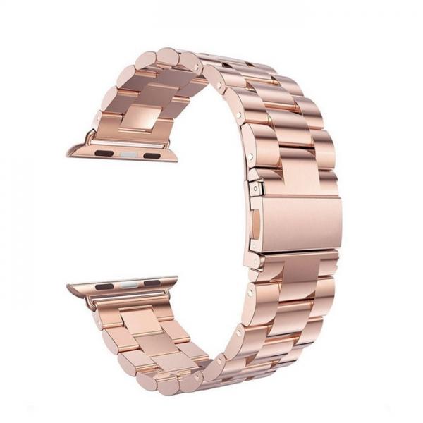 Stainless Steel Watch Band w/ Connector for Apple iWatch 38mm Rose Golden