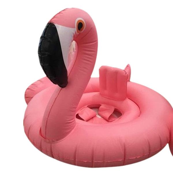 Baby Flamingo Shaped Inflatable Swim Ring Pink