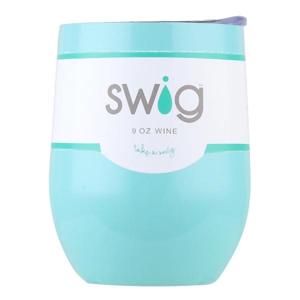 Swig 9 OZ  Vacuum Stainless Steel Wine Cup with Lid - Light Blue