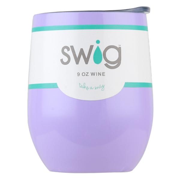 Swig 9 OZ  Vacuum Stainless Steel Wine Cup with Lid - Light Purple