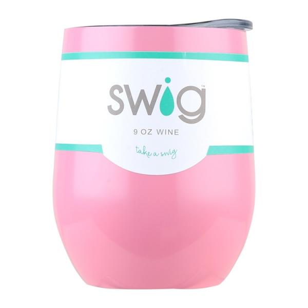 Swig 9 OZ Vacuum U-shaped Vacuum Stainless Steel Wine Cup with Lid - Light Pink