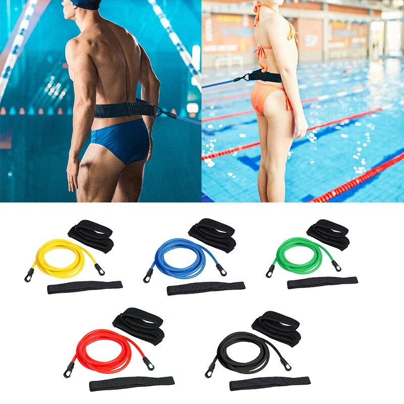 Swimming Training Resistance Elastic Belt Adjustable Swimming Exerciser Safety Rope Latex Tubes Water Trainer Traction Rope Set