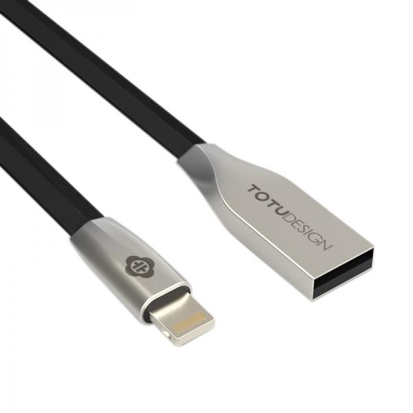 1.2M TOTU Unique Zinc Alloy USB 2.0 Data Charging Cable for iPhone/iPad Air/Mini/iPod Black