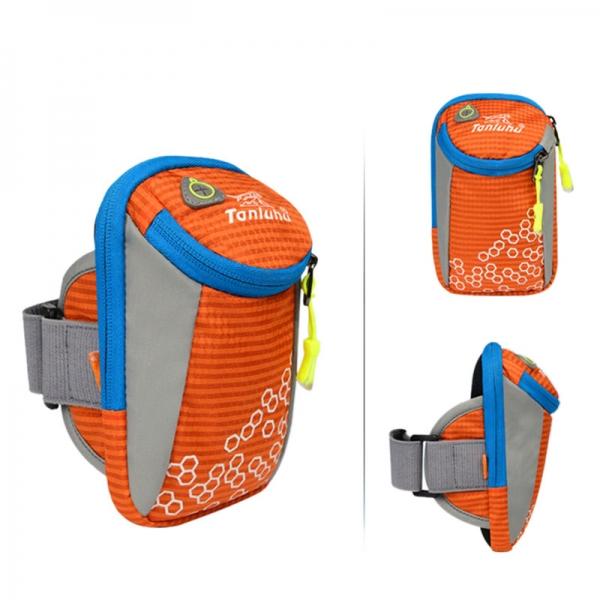 Tanluhu Adjustable Nylon Cycling Running Arm Bag Sports Bag Phone Case for 6inch Smartphone Orange