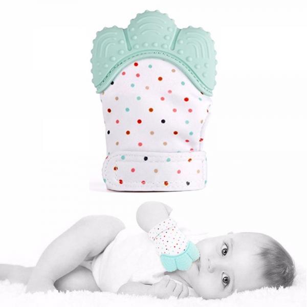 Teether Baby Teething Mittens Gloves Silicone Teething Toys for Baby - Mint Green