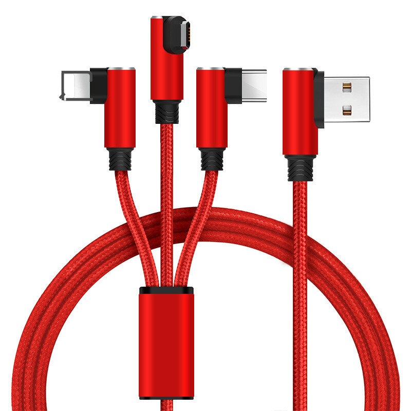 1.5M Three-in-One Data Cables Elbow Charging Cable Universal Phone Three-in-One Cables Charge Line