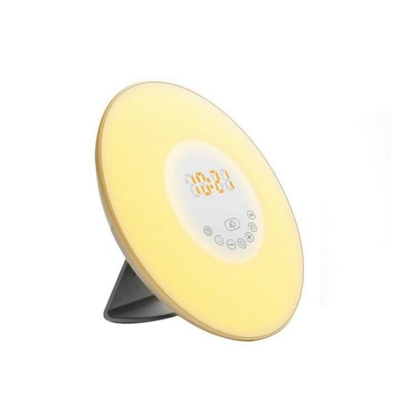 USB LED Wake Up Light Digital Alarm Clock Nature Sound Night Light RGB White FM Radio Touch Modern Table Lamp Lighting for Kids White