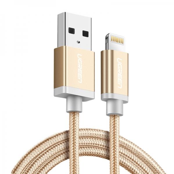 0.5M Ugreen MFI USB Lightning Cable for iPhone 8/Plus/X iPad Fast Charge Gold