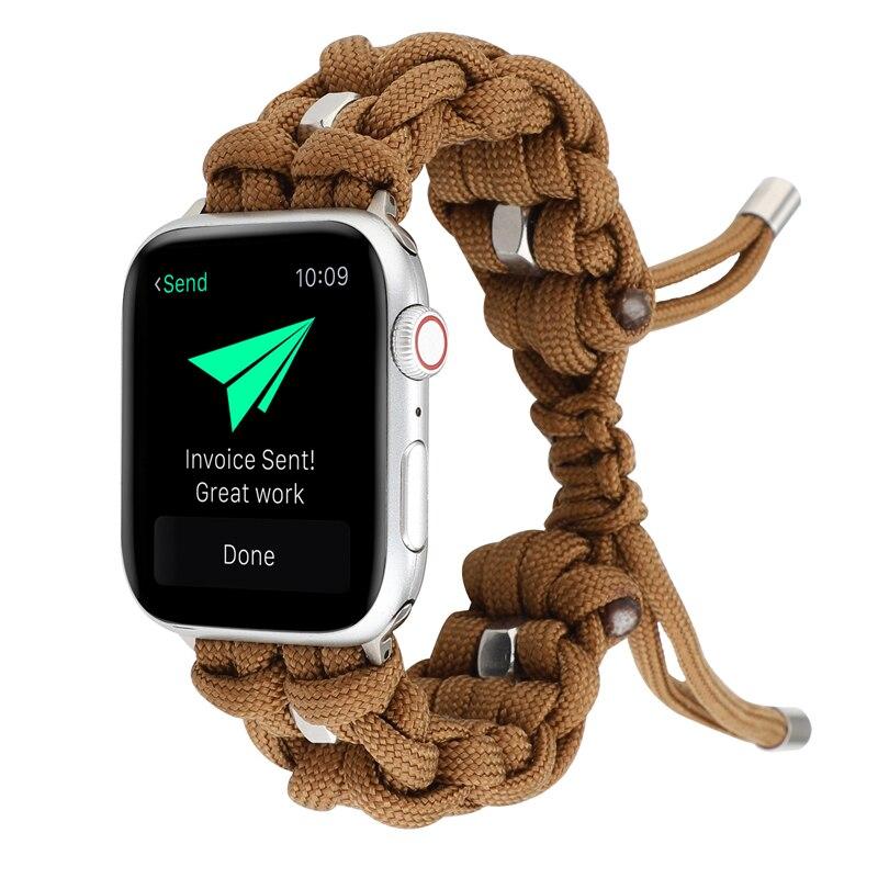 Umbrella rope strap for apple watch band 44mm 40mm 42mm 38mm iwatch 6/5/SE/4/3/2 Outdoor travel bracelet adjustable nylon belt