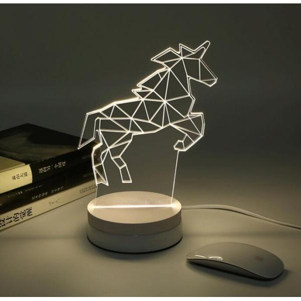 Unicorn 3D Illusion Night Light LED Table Desk Lamp Bedroom Decor