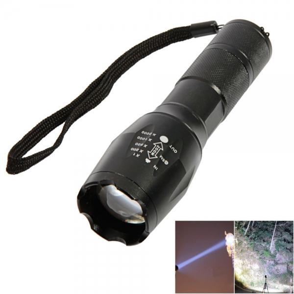 LED 10W 1000LM T6 Focusing White Strong Light Outdoor Camping Powerful Led Flashlight Black