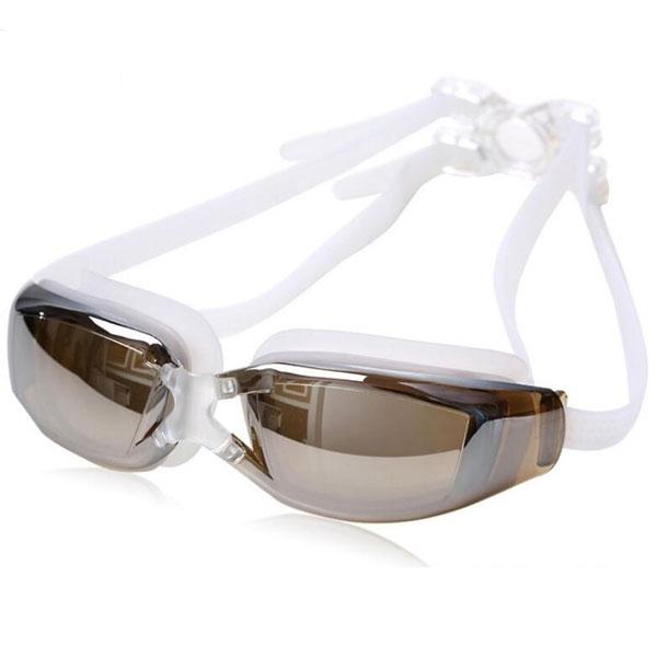 Unisex Anti-fog Waterproof UV Protection Goggles Swimming Glasses Tawney