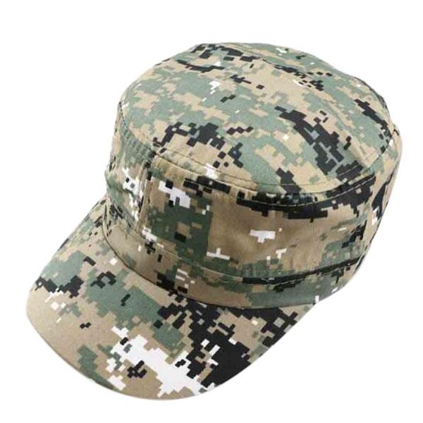 Unisex Camouflage Military Disguise Flat-top Cap Sport Baseball Hunting Hiking Cap Gray Green & Khaki Background