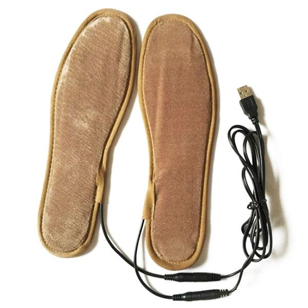 Unisex Feet Warmer USB Electric Powered Heated Insoles Pads Size 44-45 Brown - stringsmall