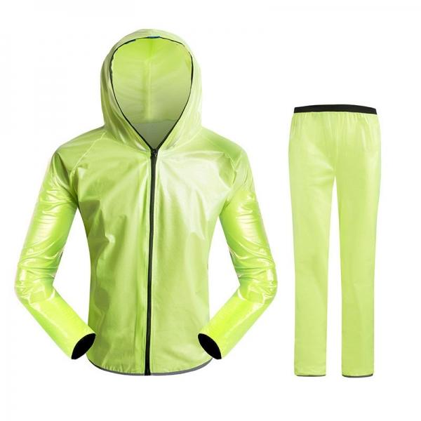 Unisex Waterproof Ultrathin Breathable TPU Cycling Sports Clothes & Trousers Raincoat Suit Green XXXL