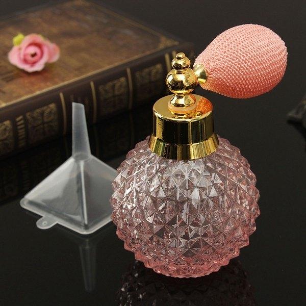 Vintage Refillable Glass Perfume Spray Empty Bottle Atomizer 100ml Pink