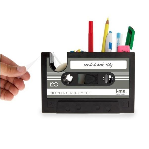 Vintage Tape Style Creative Office Pencil Pot Stationery Desk Tidy Container with Adhesive Tape Black