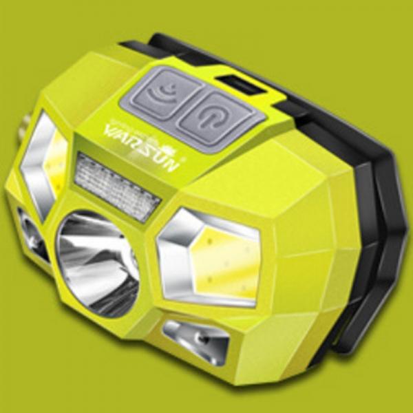 WARSUN 60°Rotating Smart Inductive Headlight LED Hight Lumens Outdoor Waterproof Headlamp - Green