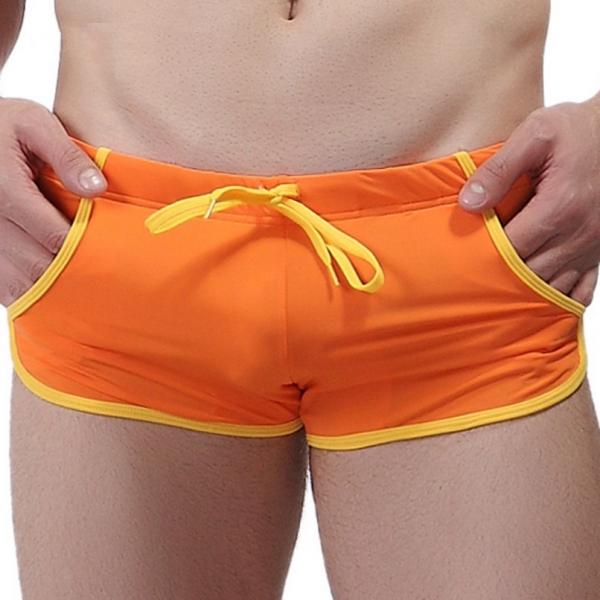 WJ Summer Adjustable Drawstring Arrow Boxers Swimming Trunks  - Orange & Size S