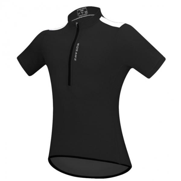 WOSAWE Unisex Halp Zip Cycling Jersey Quick Drying Short Sleeves Bike Shirt Black M
