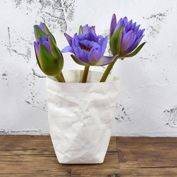 Washable Kraft Paper Bag Multifunction Wear-resistant Plant Flowers Pot - White 10*10*20CM