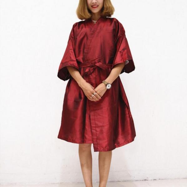 Waterproof Hair Salon Cutting Hairdressing Gown Cape Robe - Red - stringsmall